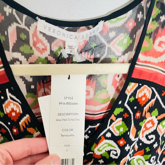 NWT Veronica Beard Venice Silk Mini Dress Pixel Paisley Boho Y2K Chic Retro - Picture 6 of 9
